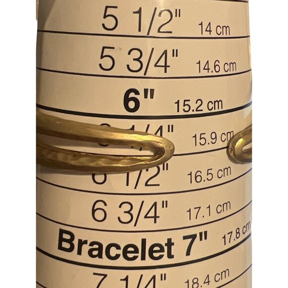 Matte Gold Tone Hammered Double Cuff Bracelet Layered 1/2" Wide Sitting at 6.25" - Picture 5 of 5